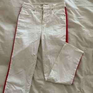 Madewell Stovepipe Jeans in White: Tuxedo Stripe